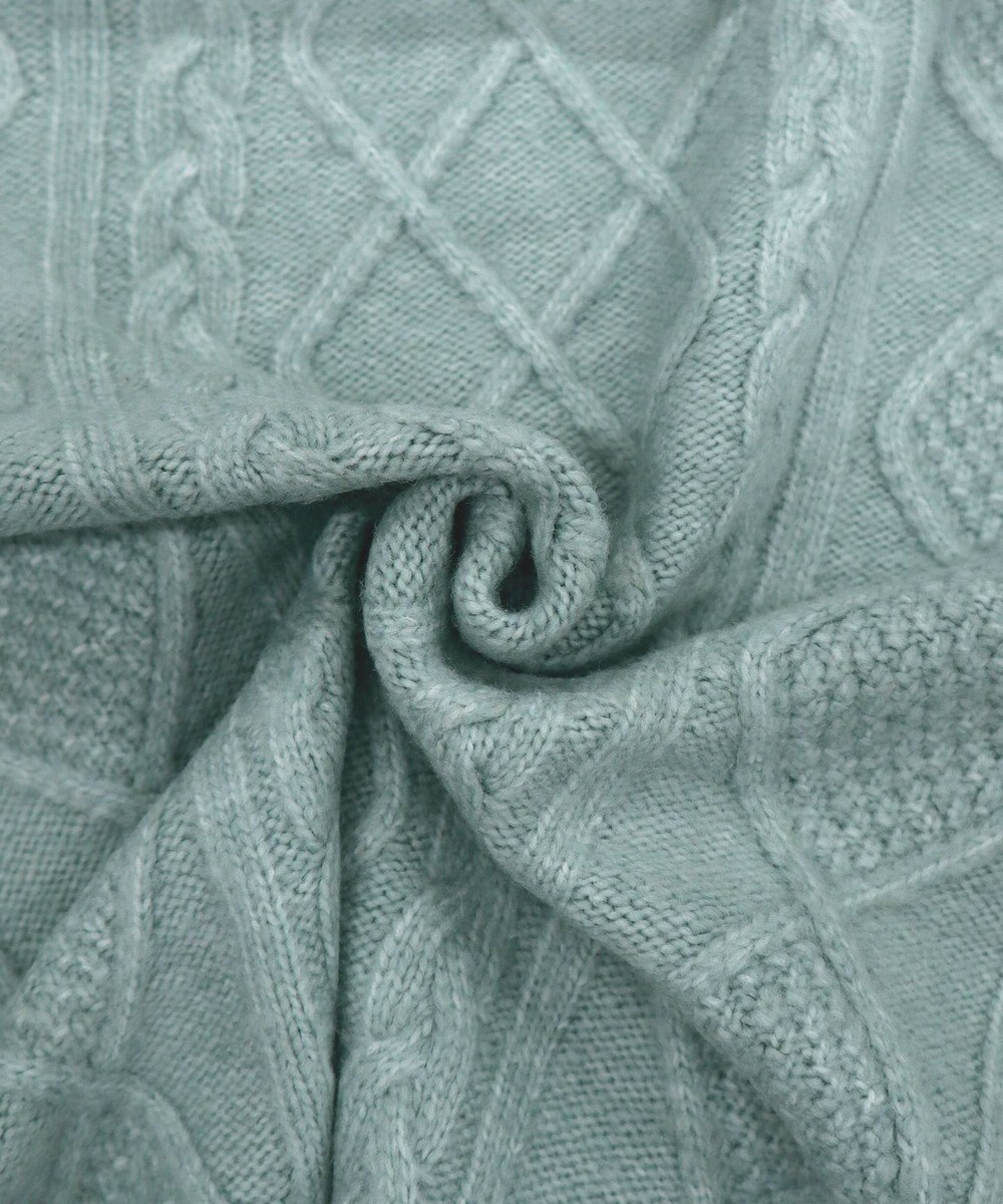 Tiaclasse L 【洗える】アラン柄キーネックニットトップス 