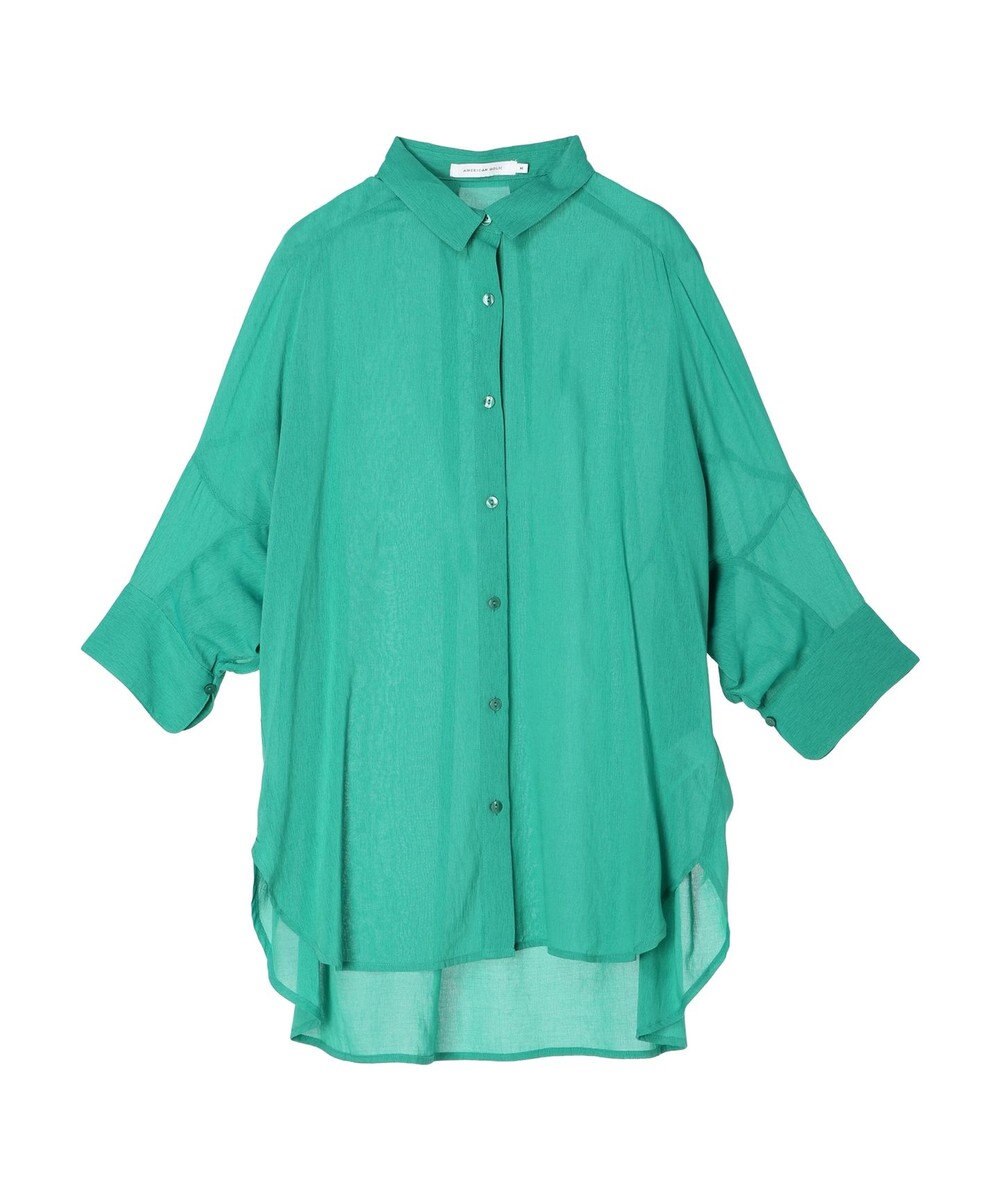 AMERICAN HOLIC 接触冷感５分袖変形ドルマンシアーシャツ 