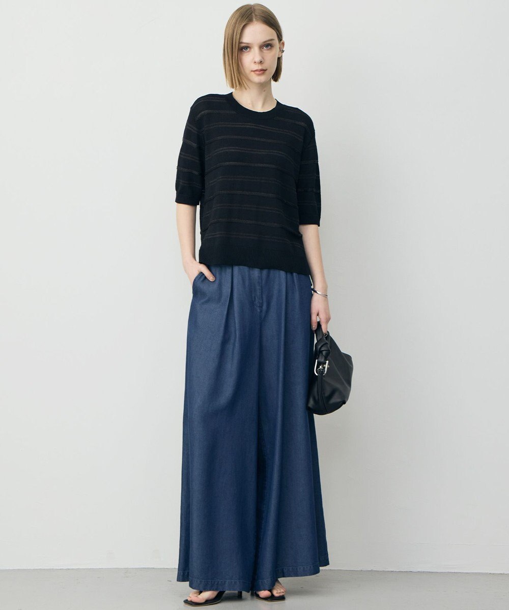 ICB L ナチュラルソフトデニム タックワイドパンツ 