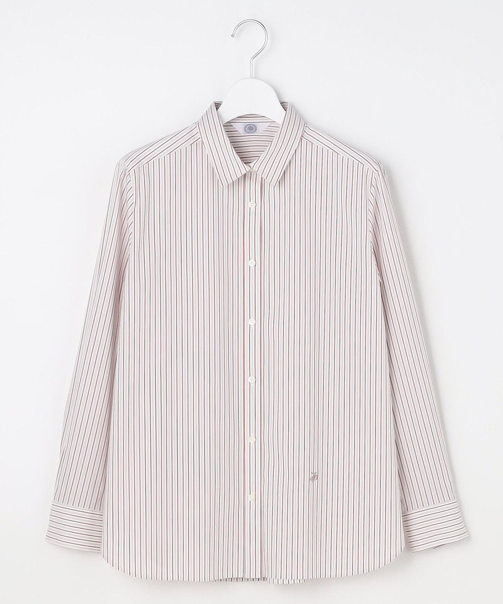 J.PRESS LADIES BEZコットンナイロン ストライプ シャツ ブラウス 