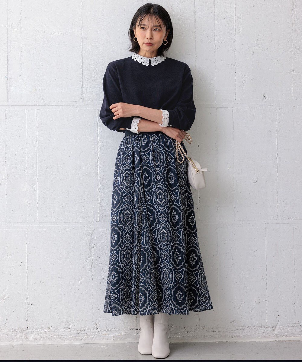 23区 L 【洗える】エンブロイダリーニット 