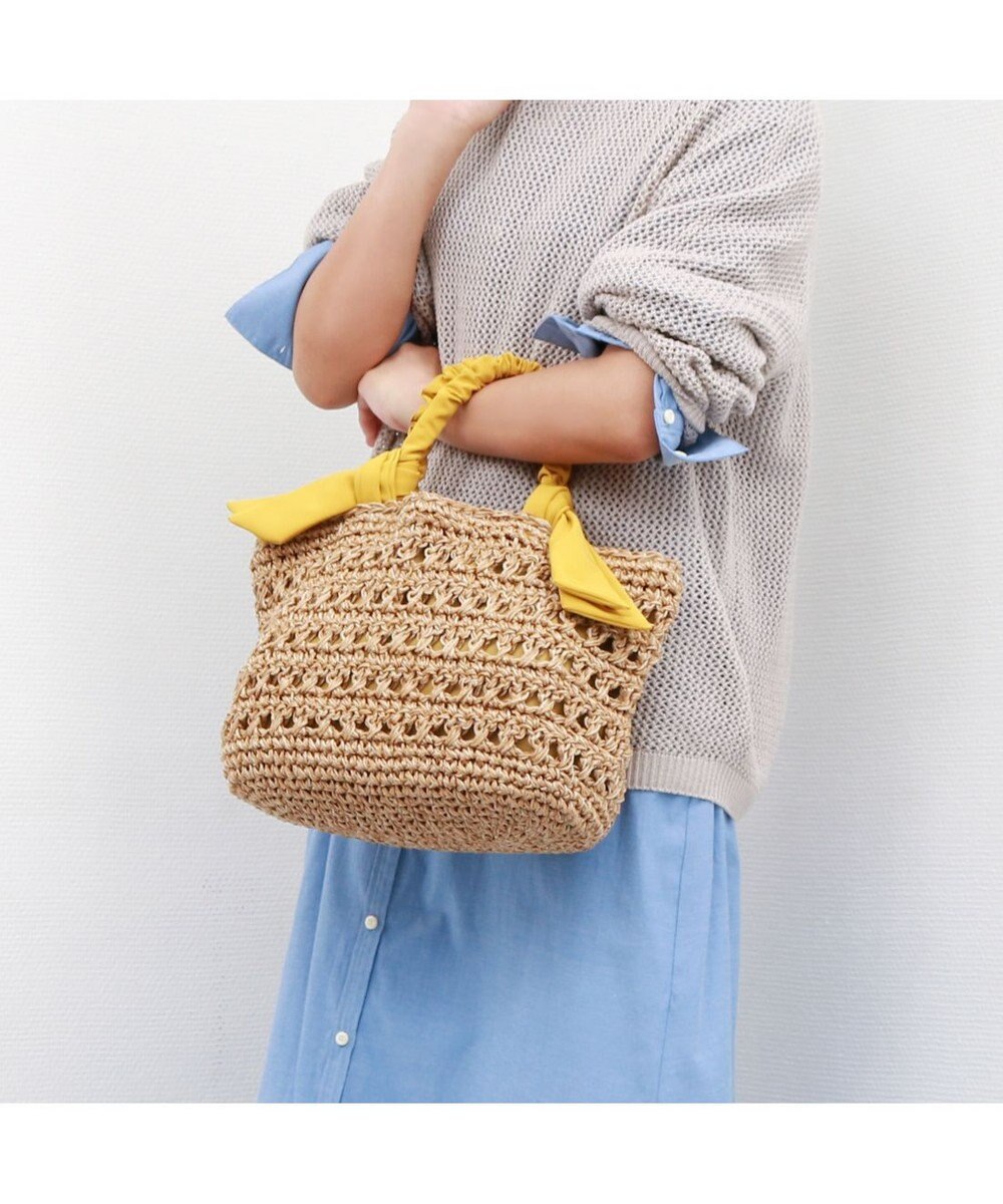UNBILLION カシュカシュ cachecache / 下がりリボン柄編みトートバッグ 