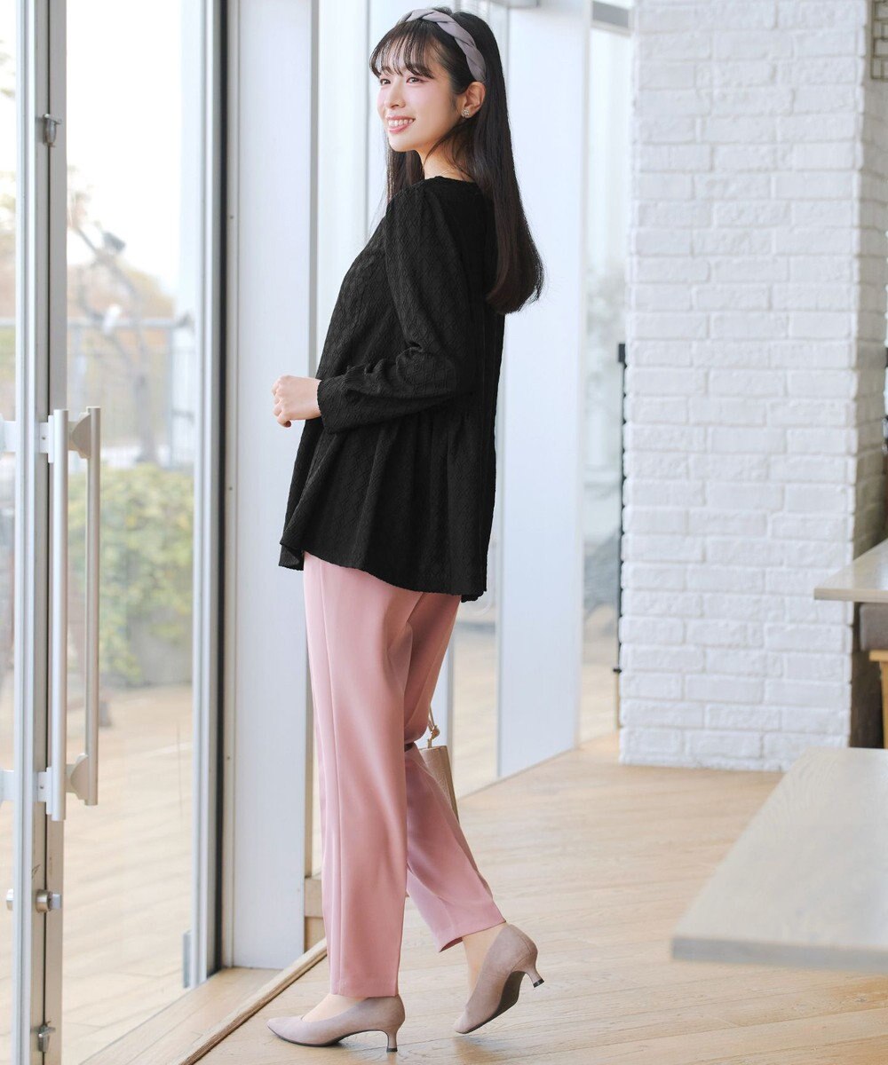 Tiaclasse L ダイヤ柄ジャガードパフスリチュニック 