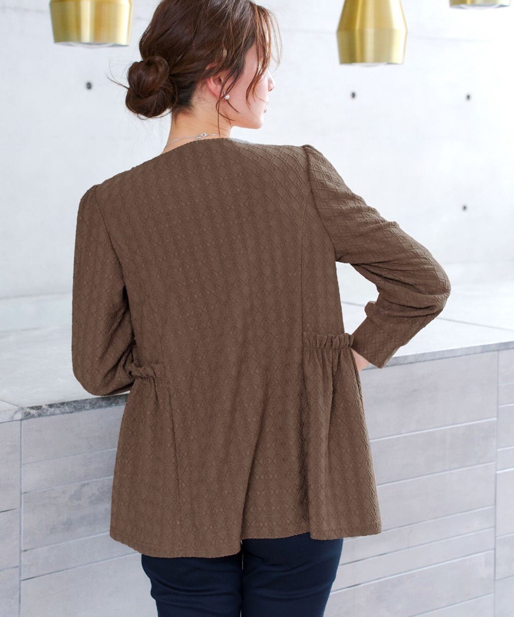 Tiaclasse L ダイヤ柄ジャガードパフスリチュニック 