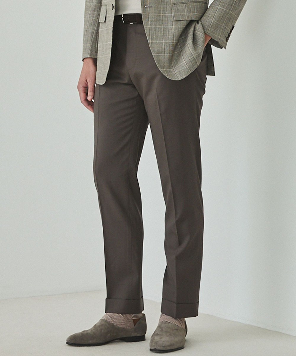 GOTAIRIKU ロングセラー【洗える/折り目加工/シワになりにくい/ウエストアジャスター】ウォッシャブル サマーウール100％パンツ_限定色(ノータック)25年モデル 