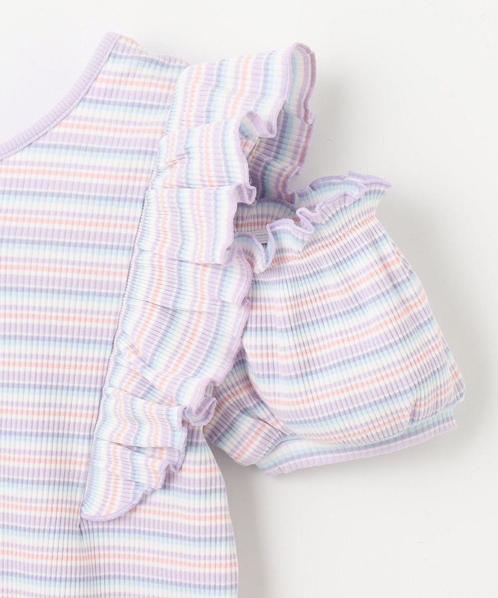 ANY KIDS オン・オフショルダー ボーダー Tシャツ 