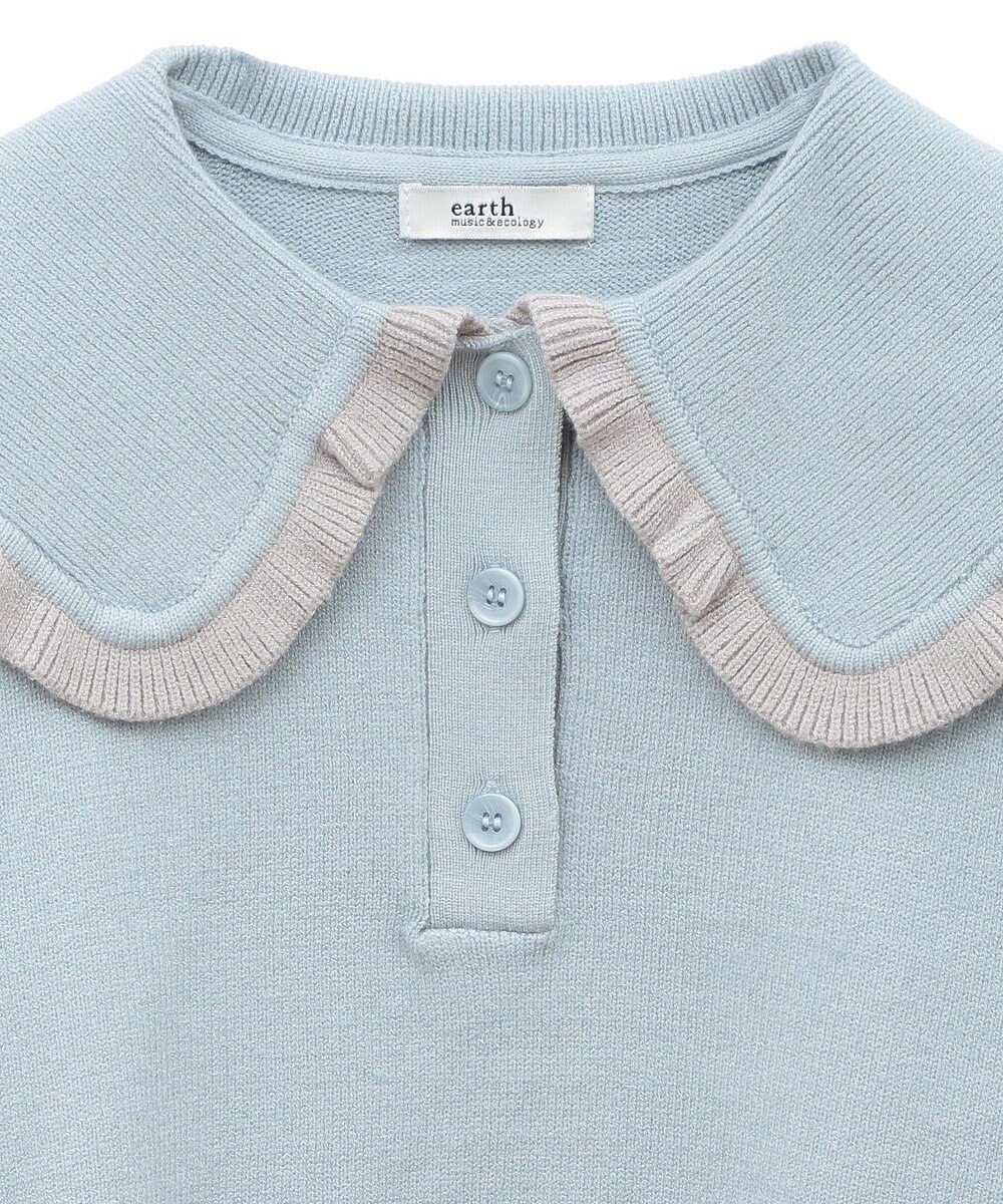 earth music&ecology 配色フリルカラーニットプルオーバー 