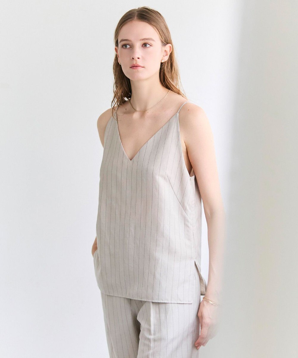 BEIGE， ERYTH / リネンストライプ キャミソール 