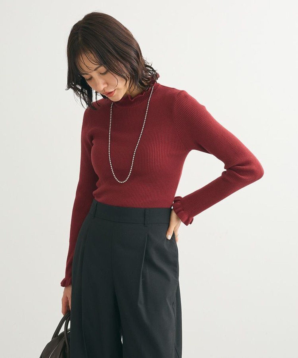 Green Parks ・ｓｗｉｎｇ　ｂｙ　フリルハイネックリブニット 