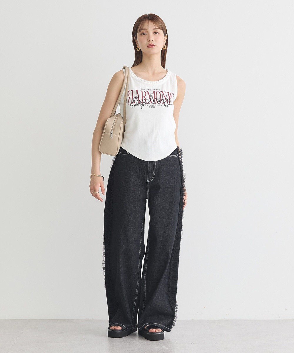 earth music&ecology フリルロゴノースリーブプルオーバー 