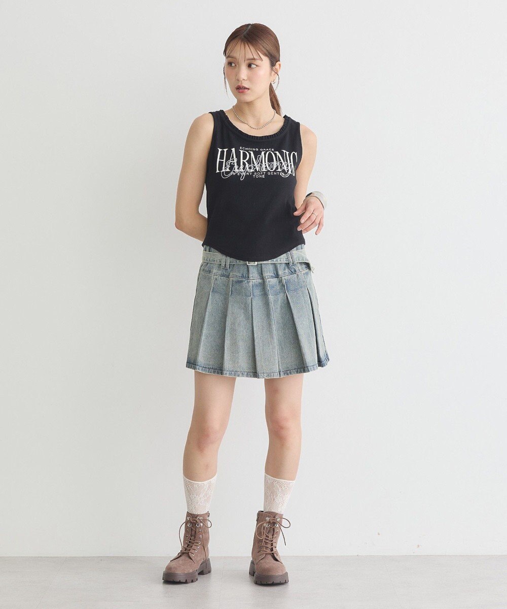 earth music&ecology フリルロゴノースリーブプルオーバー 