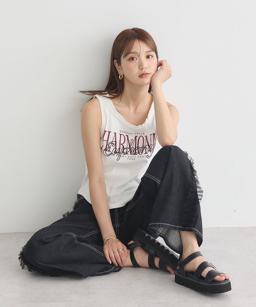 earth music&ecology フリルロゴノースリーブプルオーバー 