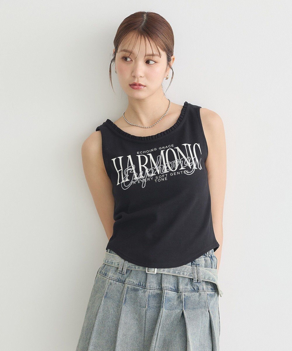 earth music&ecology フリルロゴノースリーブプルオーバー 