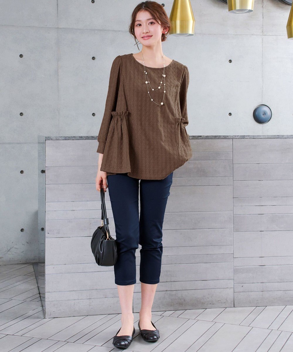 Tiaclasse L ダイヤ柄ジャガードパフスリチュニック 