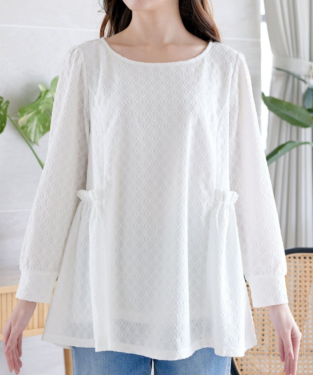 Tiaclasse L ダイヤ柄ジャガードパフスリチュニック 