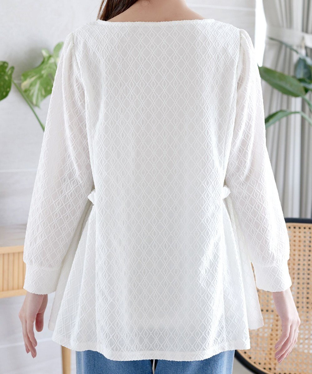 Tiaclasse L ダイヤ柄ジャガードパフスリチュニック 