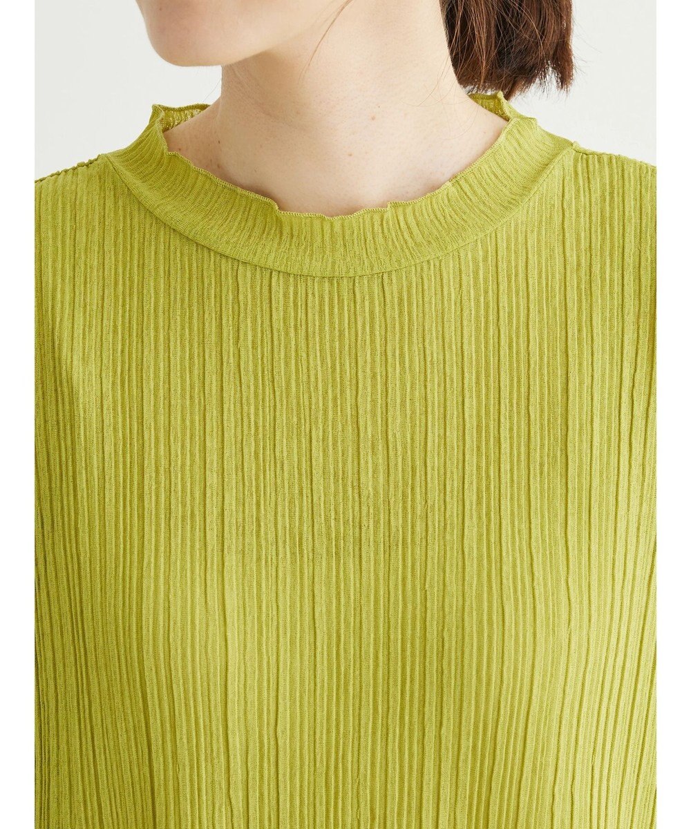 Green Parks プリーツ加工フレンチスリーブカットプルオーバー 