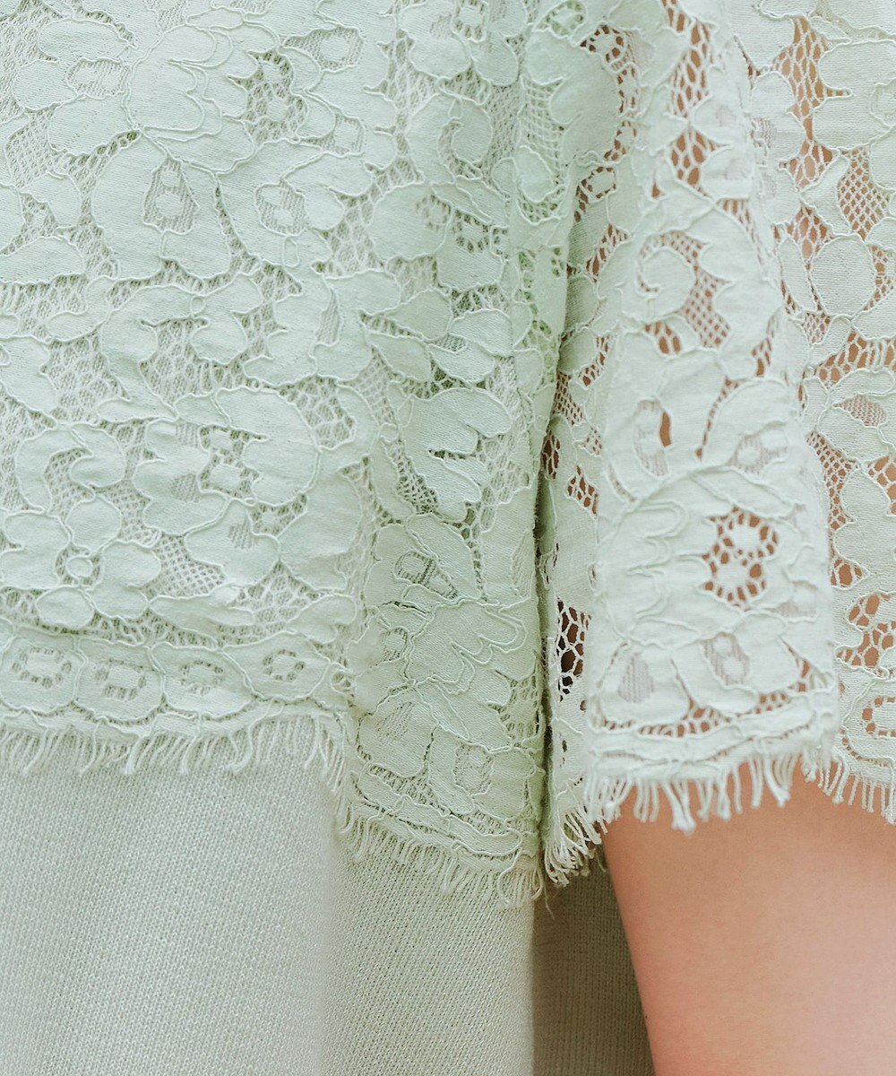 Tiaclasse 【洗える】レースコンビフレンチスリーブニットチュニック 