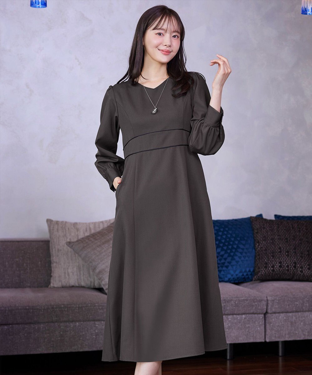 Tiaclasse L パイピングフレアワンピース 