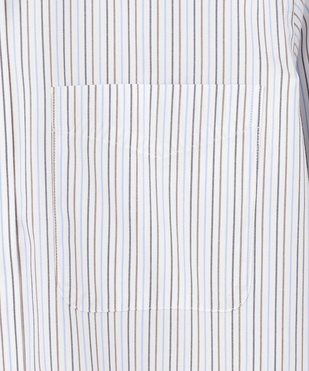 J.PRESS MEN 【PREMIUM PLEATS / 形態安定】ピンオックスカラードストライプシャツ / B.D. 