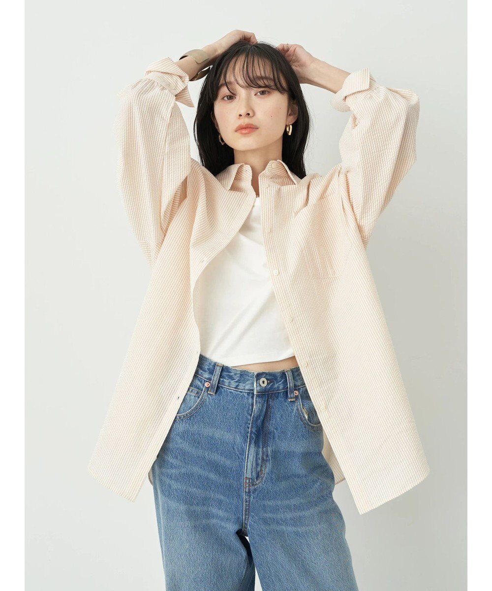 earth music&ecology サッカーストライプボーイズライクシャツ 