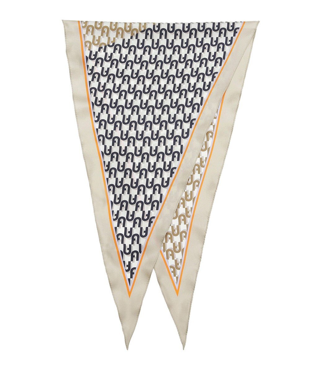 MOONBAT FURLA シルク100% モノグラム柄 菱形スカーフ 