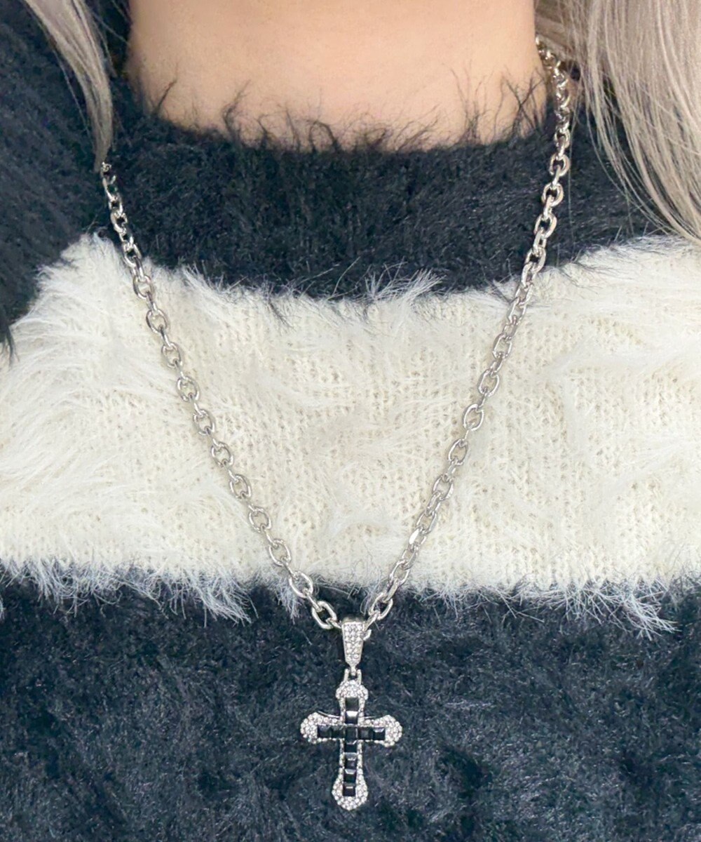 WEGO Lクロスビジューネックレス 