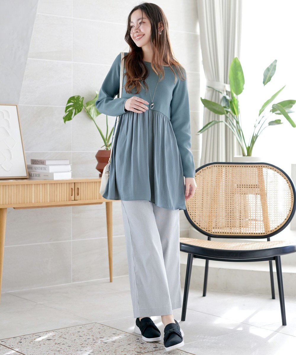 Tiaclasse L ヴィンテージサテンドッキングニットチュニック 