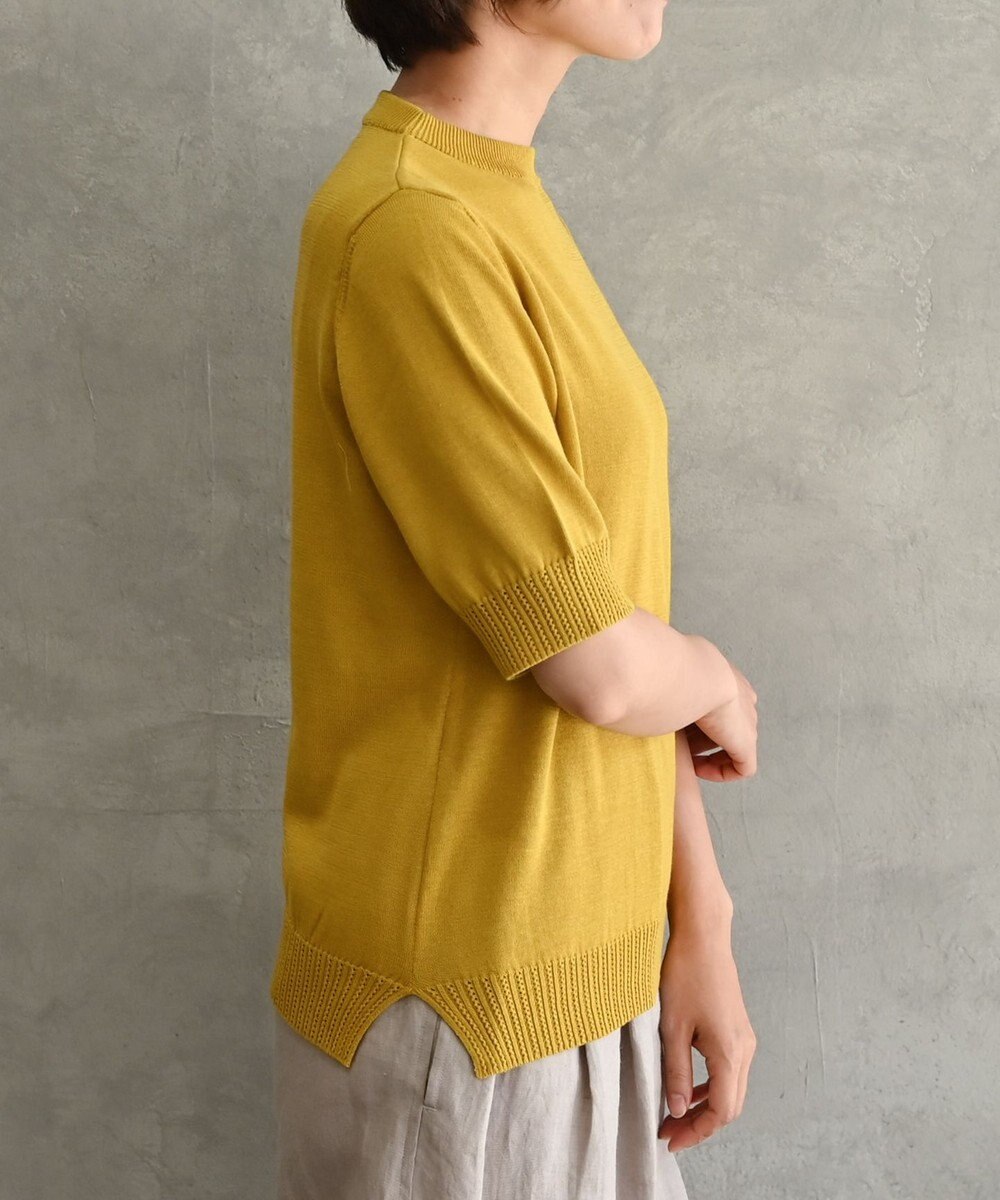 muuc 〈高品質シルク＆スーピマ超長綿〉〈洗えるニット〉半袖ボトルネックプルオーバー 