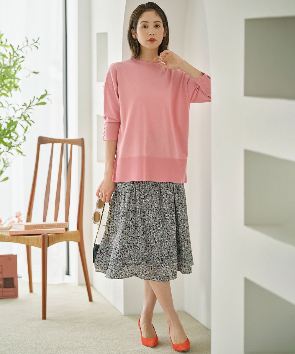 組曲 L フラワーレイヤープリント ギャザースカート 