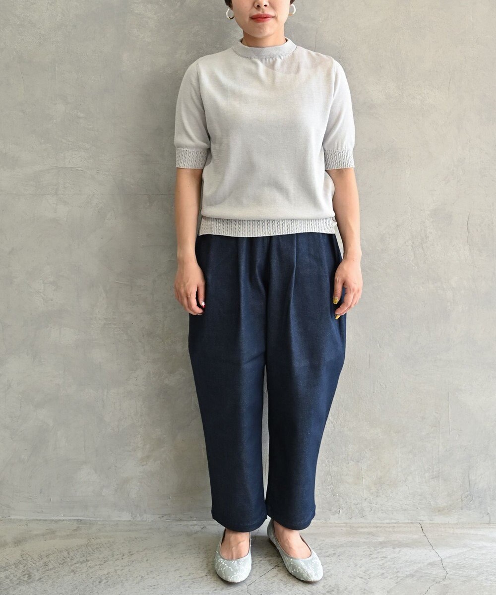 muuc 〈高品質シルク＆スーピマ超長綿〉〈洗えるニット〉半袖ボトルネックプルオーバー 