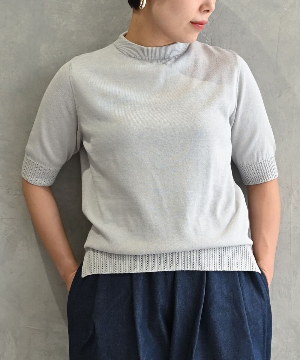 muuc 〈高品質シルク＆スーピマ超長綿〉〈洗えるニット〉半袖ボトルネックプルオーバー 