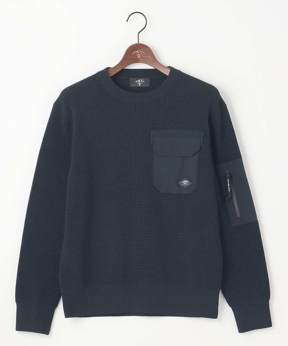 JOSEPH ABBOUD MOUNTAIN 【イージーケア/速乾性/軽量糸使用】 クルーネックコンビ プルオーバー ニット 