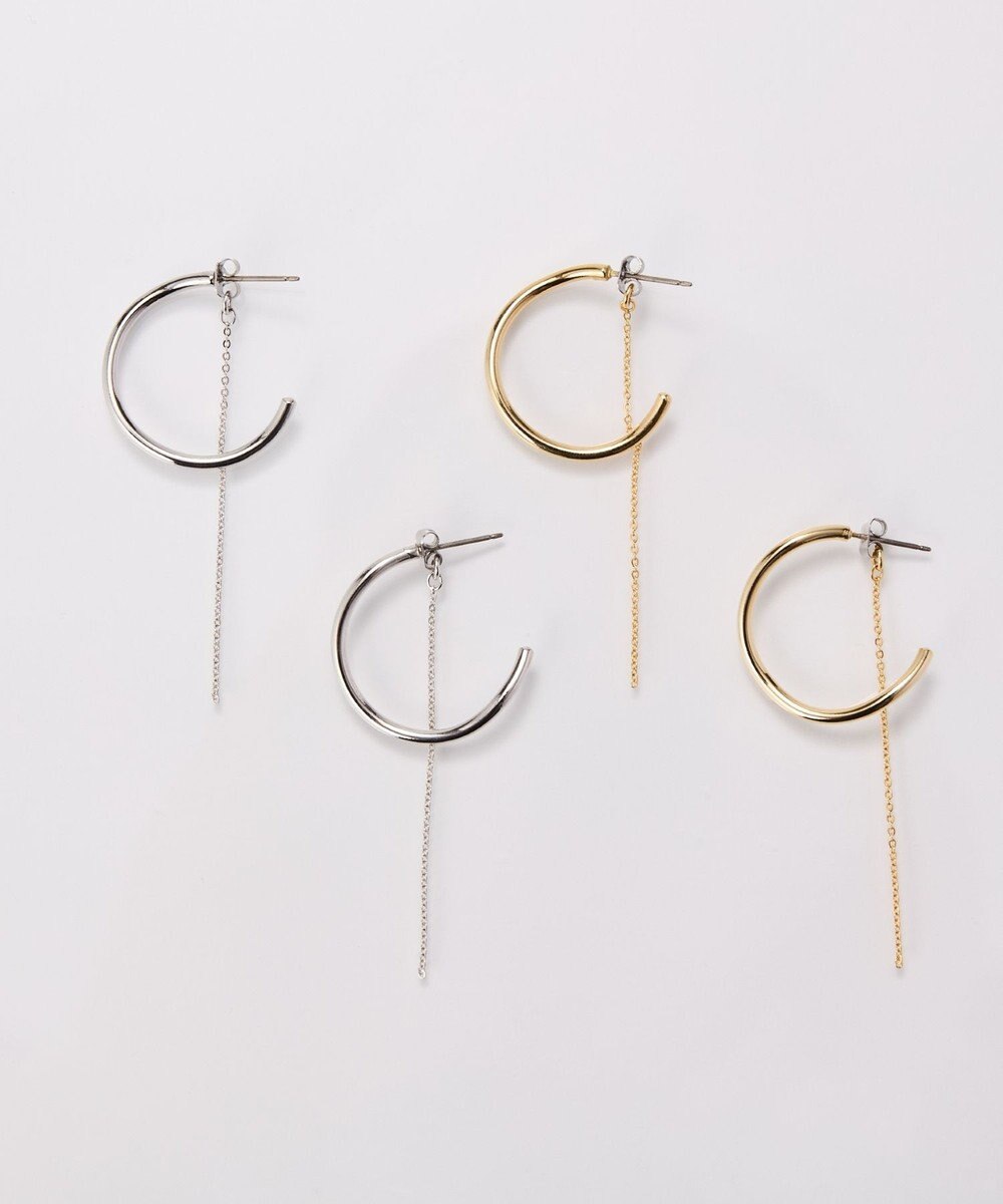 Phoebe 【金属アレルギー対応】2wayウェーブラインフープピアス　シルバー/ニッケルフリー 