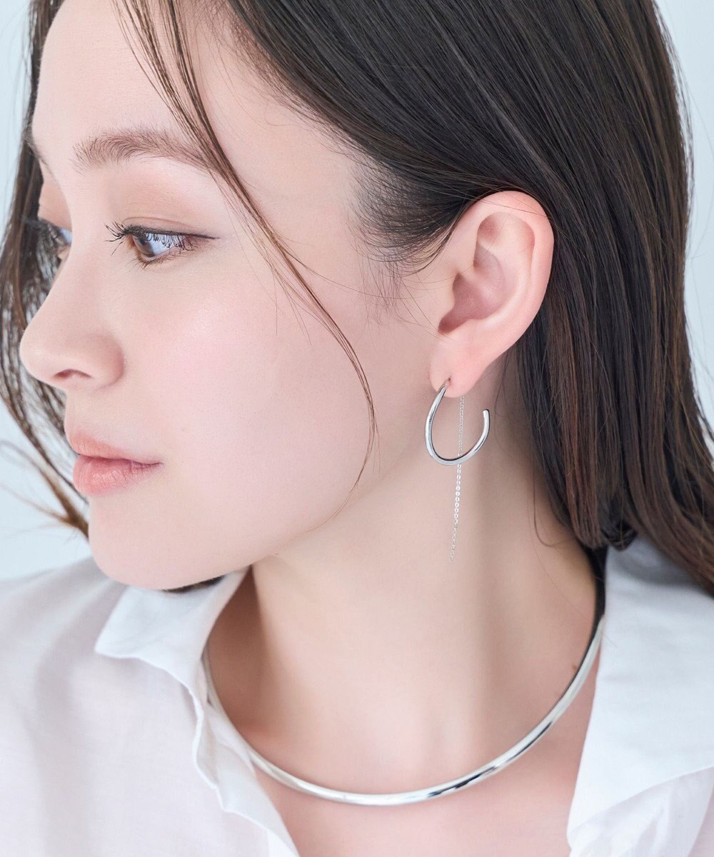 Phoebe 【金属アレルギー対応】2wayウェーブラインフープピアス　シルバー/ニッケルフリー 