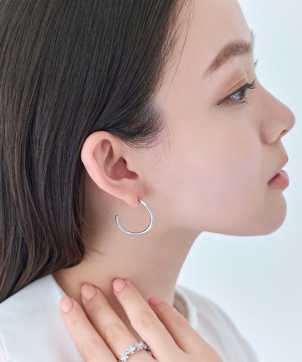 Phoebe 【金属アレルギー対応】2wayウェーブラインフープピアス　シルバー/ニッケルフリー 