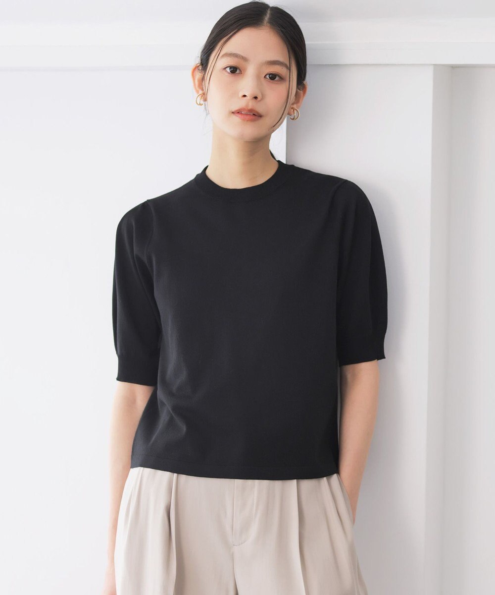 組曲 L シアー ニット５分袖 プルオーバー 