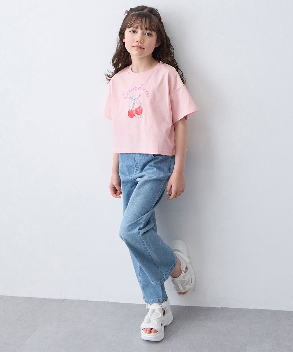 ANY KIDS 【一部店舗/WEB先行販売アイテム】【洗濯機可能】刺繍 ワイドデニムパンツ 