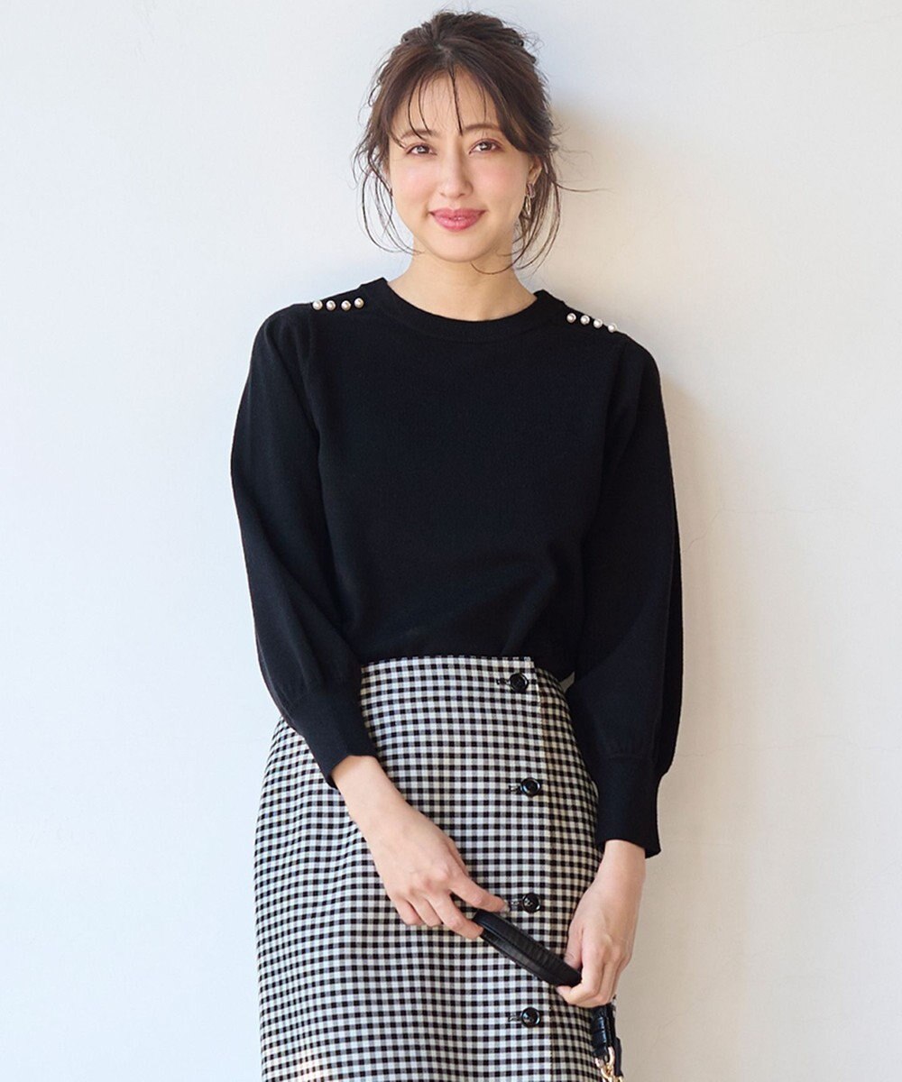 ANY SIS 【Oggi1月号掲載】ショルダーパール調 ニット 