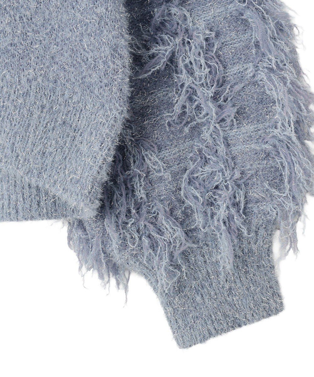 YECCA VECCA ラメフェザー袖フリンジニット 