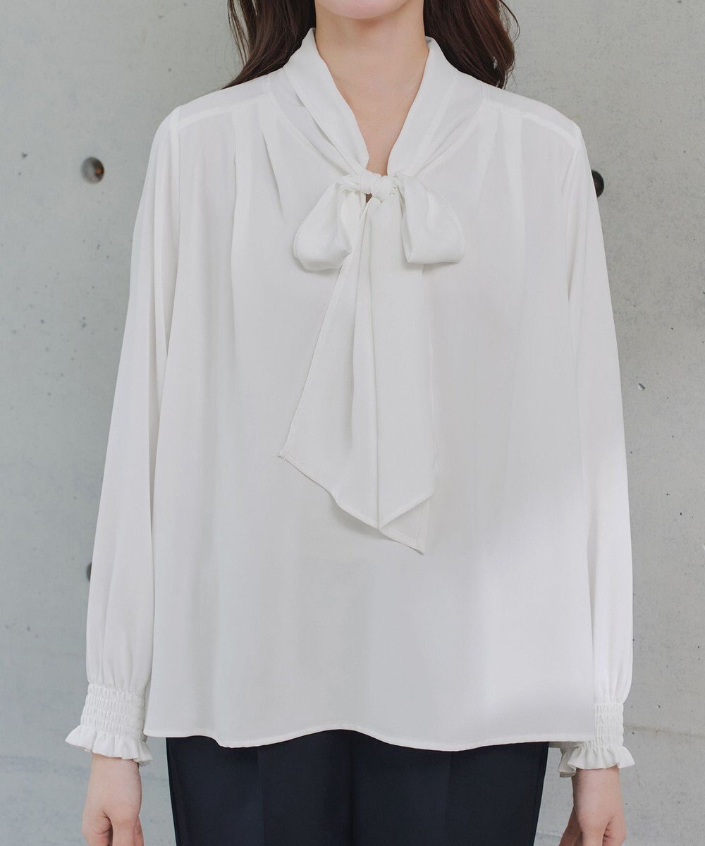 Tiaclasse 【ブラウス&ベスト&パンツ3点セット】リボンタイブラウス＋ベスト付き 3点セットアップ 