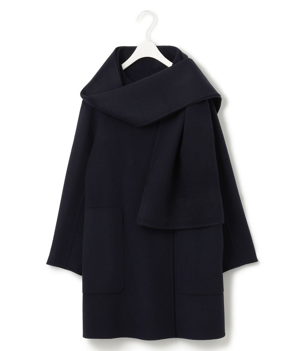 ICB ウールリバー ストール付きノーカラーコート 