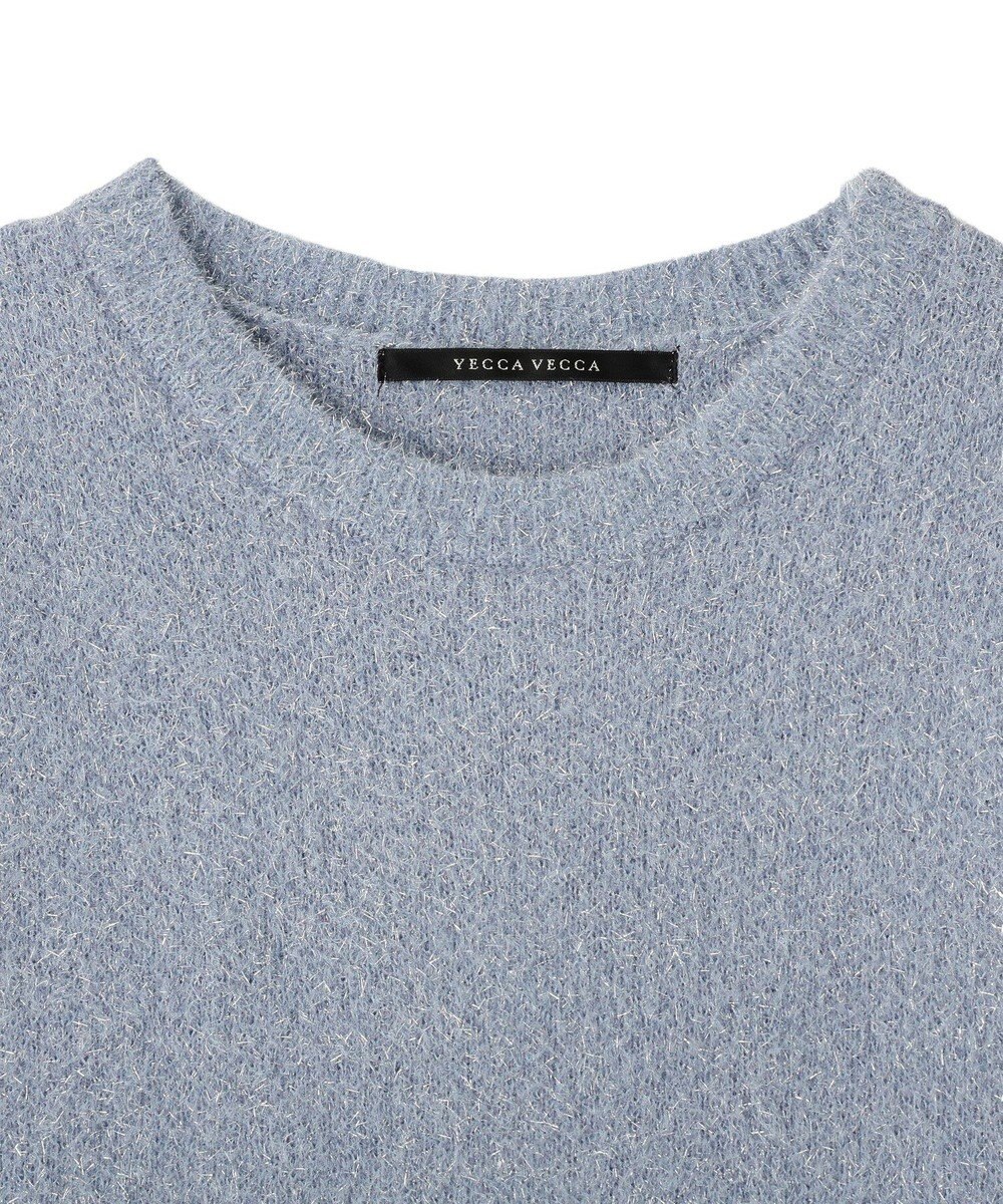 YECCA VECCA ラメフェザー袖フリンジニット 