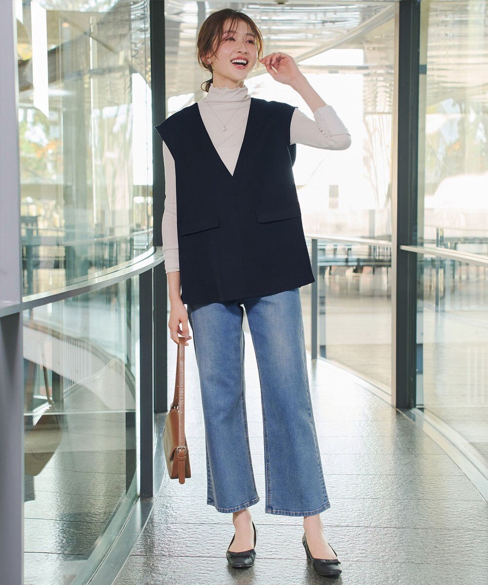 Tiaclasse 【ブラウス&ベスト&パンツ3点セット】リボンタイブラウス＋ベスト付き 3点セットアップ 