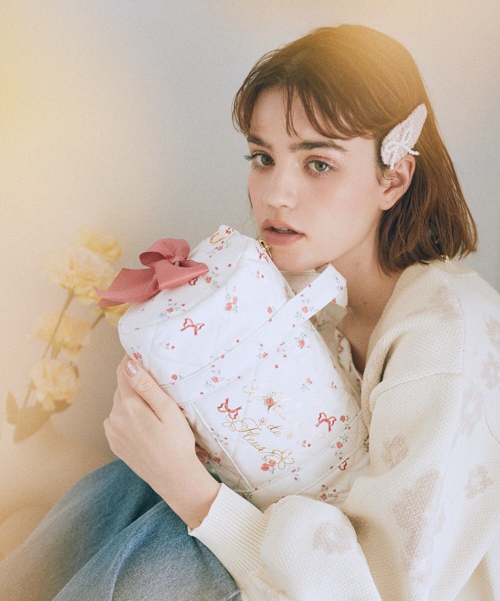 Maison de FLEUR フラワーリボンプリント2Wayボストンバッグ 