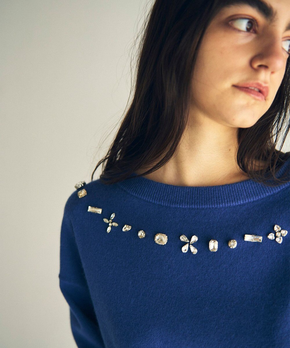 GRACE CONTINENTAL マルチビジューニットトップ 