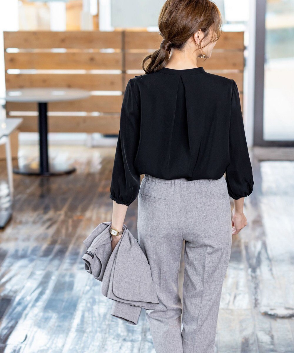 Tiaclasse 【セットアップ可・洗える】麻調薄地ストレートパンツ 