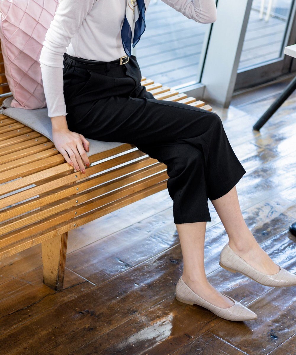 Tiaclasse 【セットアップ可・洗える】麻調薄地ストレートパンツ 