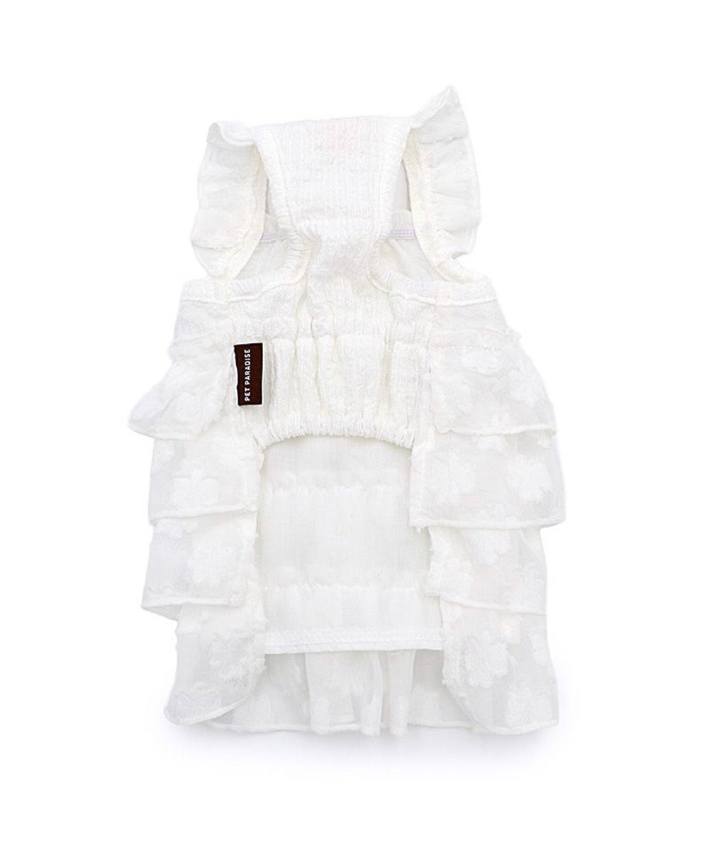 PET PARADISE ペットパラダイス お花 ふりふり ワンピース 《ホワイト》 小型犬 