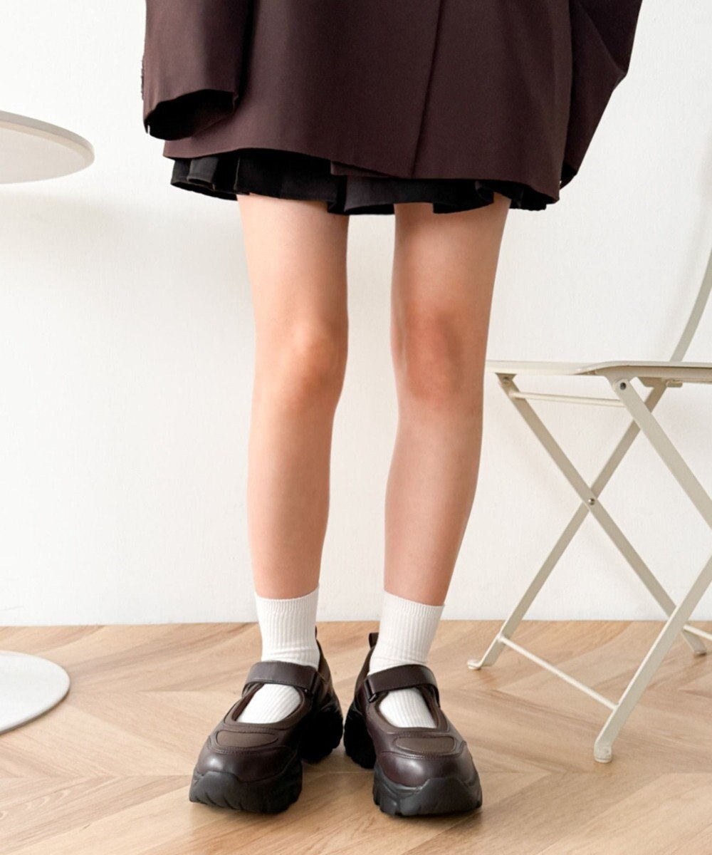 WEGO 厚底ベロクロストラップシューズ 